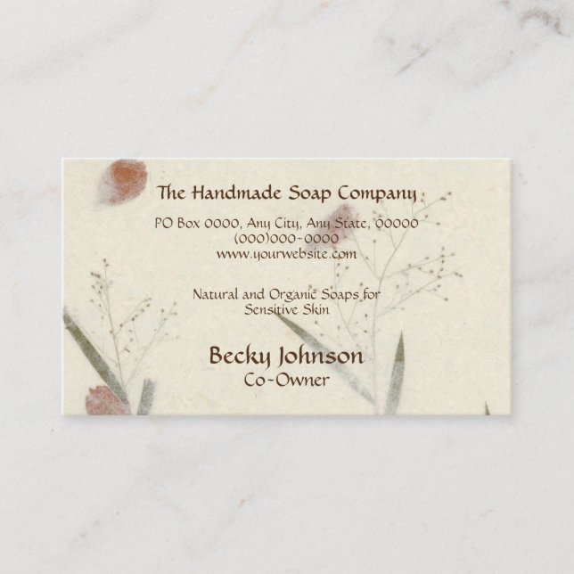 Pressed Plants Paper Style Business Card (Front)