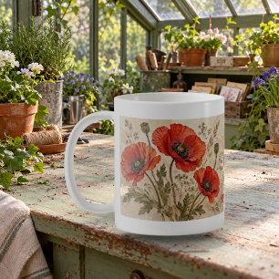 Pressed Poppies Pressed Flower Collage Mug