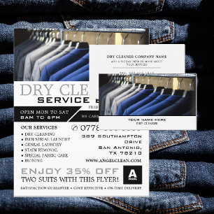 Pressed Suits, Dry Cleaners, Cleaning Service Business Card
