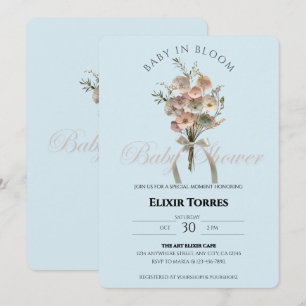 Pressed Wildflower Baby in Bloom Boho Baby Shower Invitation