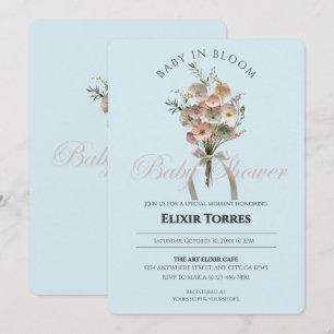 Pressed Wildflower Baby in Bloom Boho Baby Shower Invitation