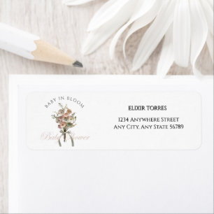 Pressed Wildflower Baby in Bloom Boho Baby Shower Return Address Label