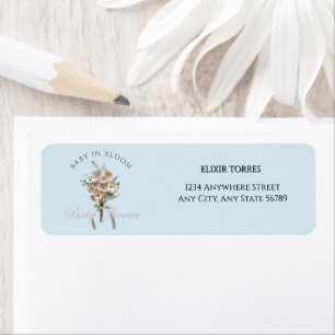 Pressed Wildflower Baby in Bloom Boho Baby Shower Return Address Label