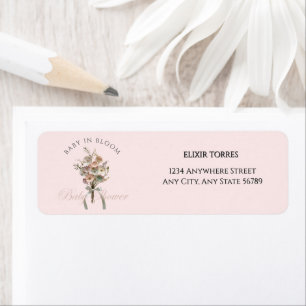 Pressed Wildflower Baby in Bloom Boho Baby Shower Return Address Label