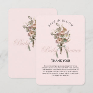 Pressed Wildflower Baby in Bloom Boho Baby Shower Thank You Card