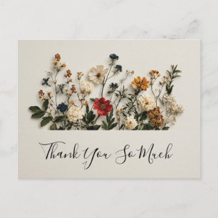 Pressed Wildflower Border with Thank you text Postcard