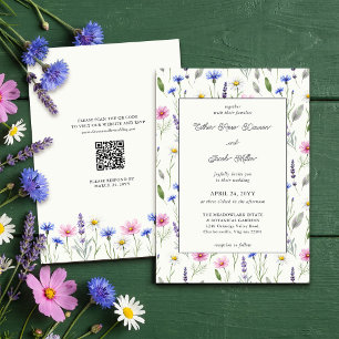 Pressed Wildflower Botanical Meadow Wedding Invitation