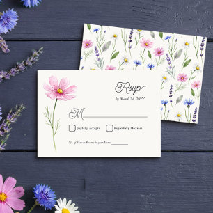 Pressed Wildflower Botanical Meadow Wedding RSVP Card