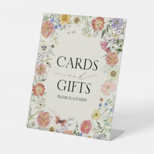 Pressed Wildflower Floral Bridal Shower Gift Pedestal Sign