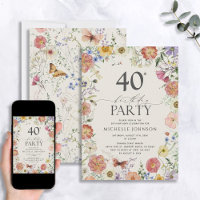 Pressed Wildflower Floral Frame 40th Birthday