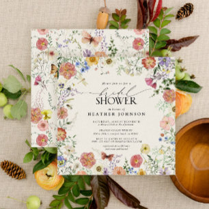 Pressed Wildflower Floral Frame Bridal Shower Invi Invitation
