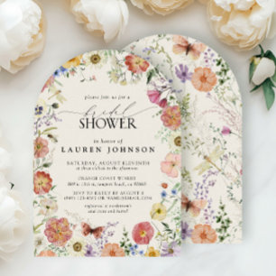 Pressed Wildflower Floral Frame Bridal Shower Invitation