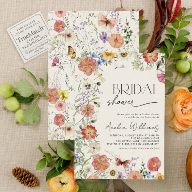 Pressed Wildflower Floral Frame Bridal Shower Invitation (Creator Uploaded)