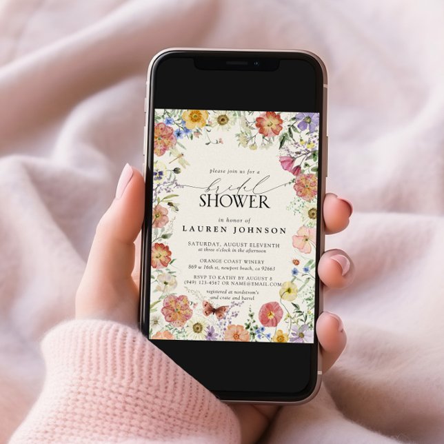 Pressed Wildflower Floral Frame Bridal Shower Invitation (Creator Uploaded)