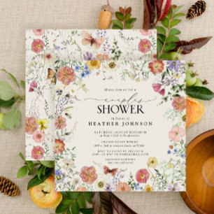 Pressed Wildflower Floral Frame Couples Shower Invitation