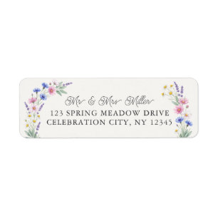 Pressed Wildflower Floral Wedding Return Address Label