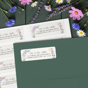 Pressed Wildflower Floral Wedding Return Address Label