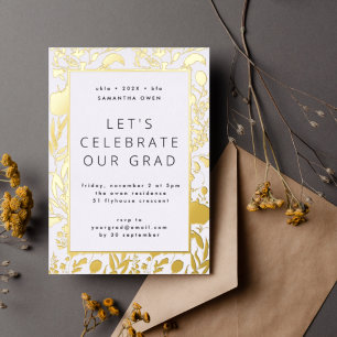 Pressed WildFlower Leaf Graduation Party Gold