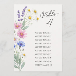 Pressed Wildflower Table Seating Chart Card