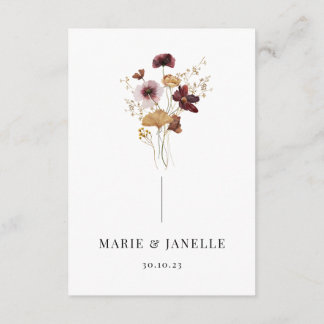 Pressed Wildflower Wedding Menu Choices Card