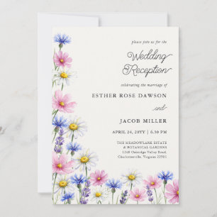 Pressed Wildflower Wedding Reception Photo QR Code Invitation