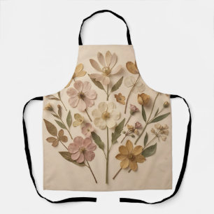  Pressed Wildflowers Botanical Bouquet Vintage Apron