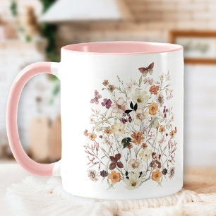 Pressed Wildflowers Cottagecore Pink Floral Mug
