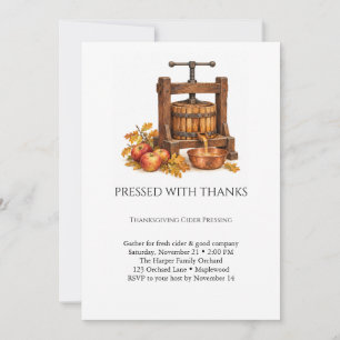 Pressed with Thanks Thanksgiving Cider Pressing Invitation