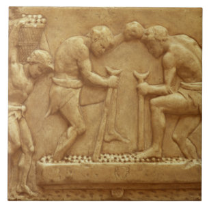 Pressing the Grapes (marble) Ceramic Tile