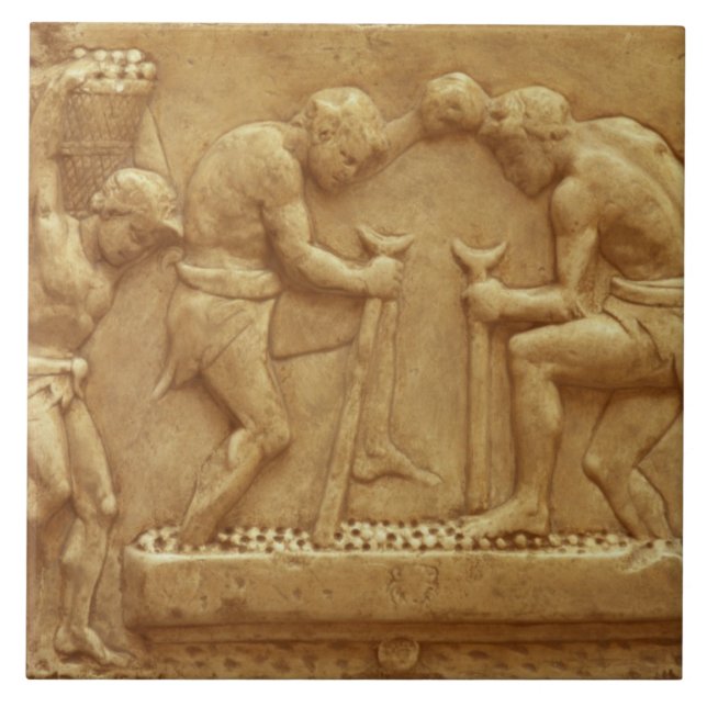 Pressing the Grapes (marble) Ceramic Tile (Front)