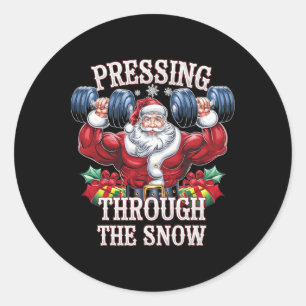 Pressing Through The Snow Santa Claus Christmas Gy Classic Round Sticker