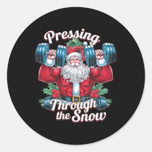 Pressing Through The Snow Santa Claus Christmas Gy Classic Round Sticker