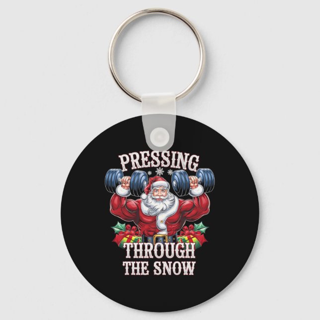 Pressing Through The Snow Santa Claus Christmas Gy Key Ring (Front)