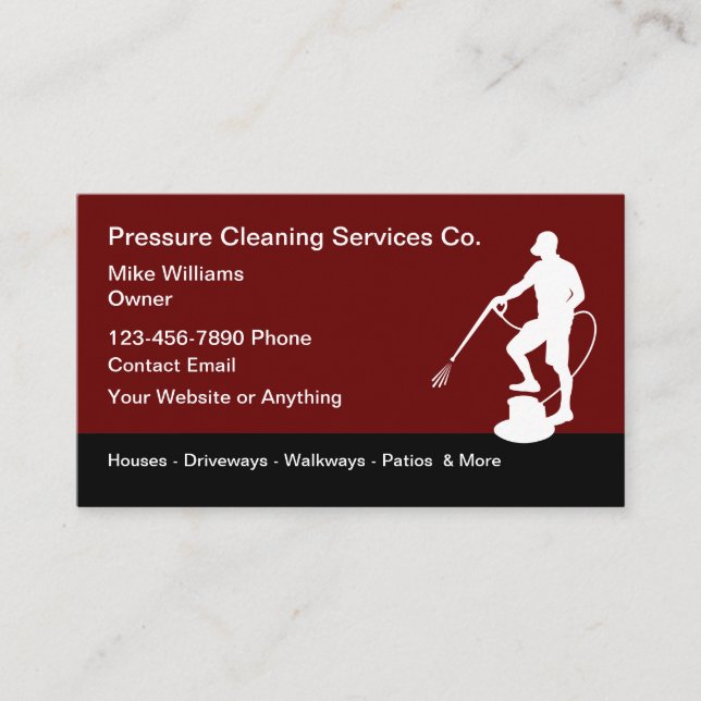 Pressure Cleaning Services Modern Business Cards (Front)