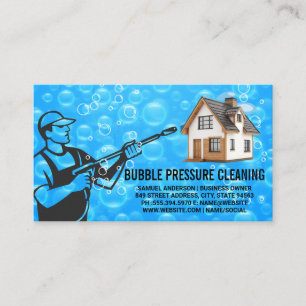 Pressure Cleaning   Worker   Soap Bubbles  Business Card