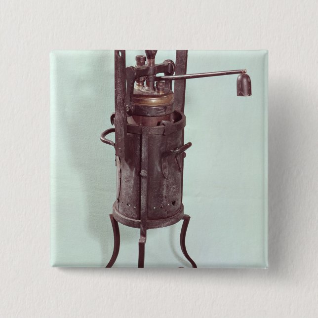 Pressure cooker invented by Denis Papin  1679 15 Cm Square Badge (Front)