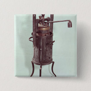 Pressure cooker invented by Denis Papin  1679 15 Cm Square Badge