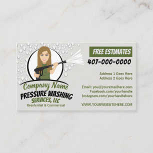 Pressure Power Washing & Cartoon Customisable Business Card