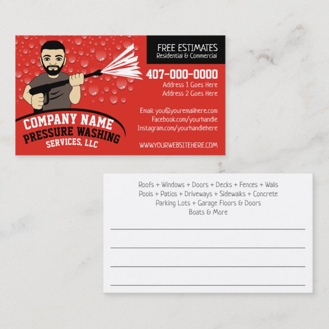 Pressure Power Washing & Cleaning Customisable Bus Business Card (Front/Back)