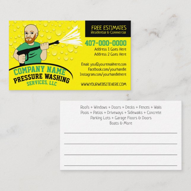 Pressure Power Washing & Cleaning Customisable Bus Business Card (Front/Back)