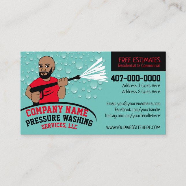 Pressure Power Washing & Cleaning Customisable Bus Business Card (Front)