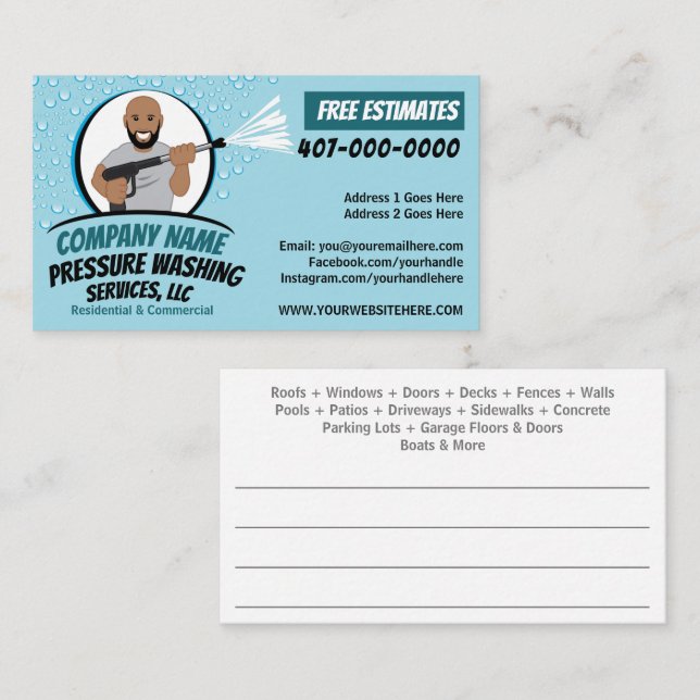 Pressure Power Washing & Cleaning Customisable Business Card (Front/Back)