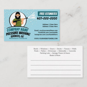 Pressure Power Washing & Cleaning Customisable Business Card