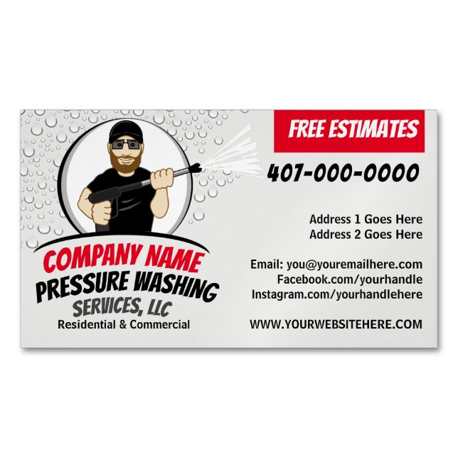 Pressure Power Washing & Cleaning Customisable Magnetic Business Card (Front)