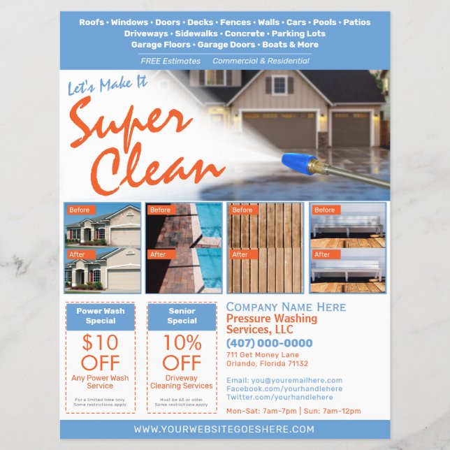 Pressure Power Washing  Flyer EDDM Template (Front)