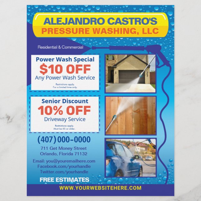 Pressure Power Washing  Flyer Full Page Template (Front)