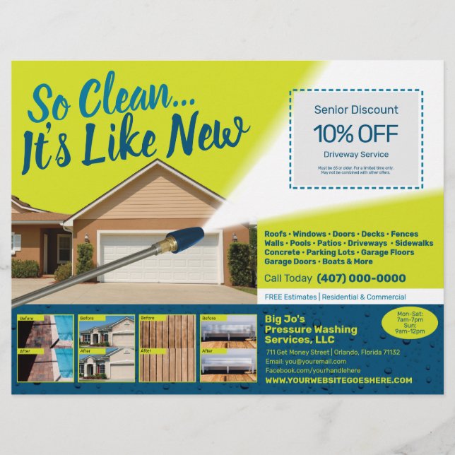 Pressure Power Washing  Flyer Template (Front)