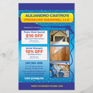 Pressure Power Washing  Half Page Flyer Template