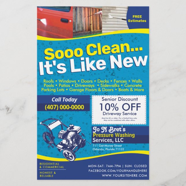 Pressure Power Washing Half Page Flyer Template (Front)