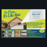 Pressure Power Washing Half Page Flyer Template<br><div class="desc">Personalise and customise this eyecatching pressure washing (power washing) professional flyer template design to suit your business/company's needs. This pressure washing template displays images of before and after pressure washed surfaces. Add your logo for more effective branding. Customise the coupon offer on flyer to attract potential clients. Staple rubber-bands to...</div>